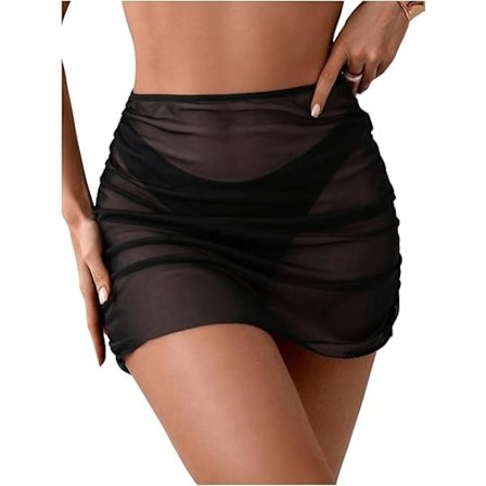 Badshorts för damer med resår, bekvämt mesh, plisserad design, sexiga men ändå diskreta tankinibadshorts.