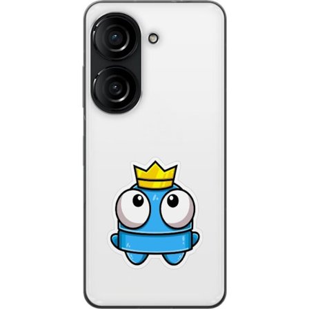 Yhteensopiva Puhelinkuori Asus Asus Zenfone 10 Sininen piirros hahmo kruunulla ja suurilla silmillä leikkisässä kuninkaallisessa tyylissä