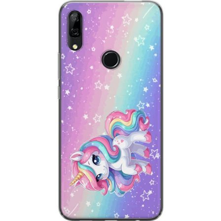 Yhteensopiva Puhelinkuori Huawei P Smart Z Stitch polaroid-kehyksissä sinisillä pastellisävyillä ja suloisilla ilmeillä kollaaseissa sydämillä