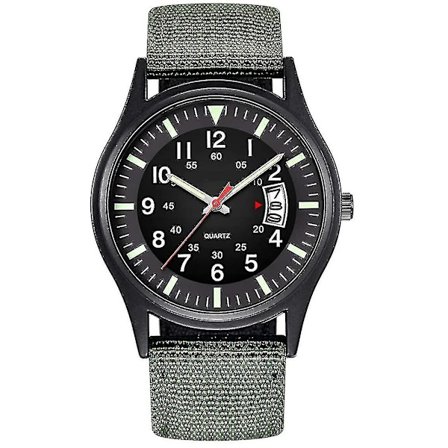 Herre Army Tactical Field Sports Analog Klokker, Arbeidsklokke, Vanntett, Utendørs Casual Quartz Klokker Menn, Grønn, Armbånd-xmd