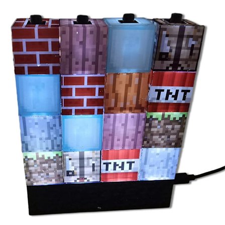 Byggekloss skrivebordslampe DIY firkantede klosser søm bordlampe nattlys