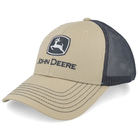 John Deere - Olive/Black Trucker Trucker Beige Cap - @ Hatstore
