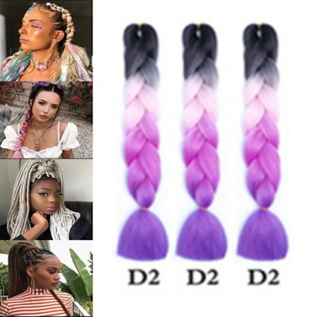 Flettet hår i tre dele, Jumbo fletninger hårextensions, Br