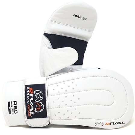 Rival Boxing RB5 Hook and Loop Läder Träningsväska Mitts - Vit