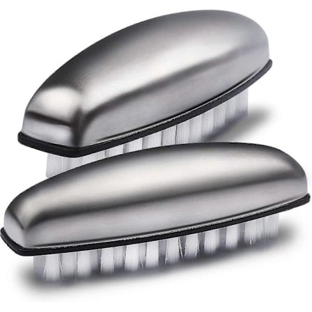 2x Håndneglebørste i rustfritt stål, neglebørster med harde børster, neglebørste for rengjøring og skrubbing -ayane