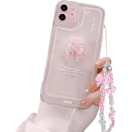 Sött 3D Rosa Ros Slim Genomskinligt Glitter Skal Kompatibelt med iPhone[ZHE]