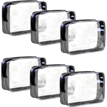 6 kpl läpinäkyvää kynäkoteloa, matkakosmetiikkalaukku, läpinäkyvä