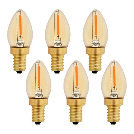 C7 E12 LED-lamppu 220V, Vintage Edison-kynttilälamppu E12 0,5W korvaa 5W, E12 LED-filamenttilamppu Amber koristeellinen yövalolamppu, lämmin valkoinen