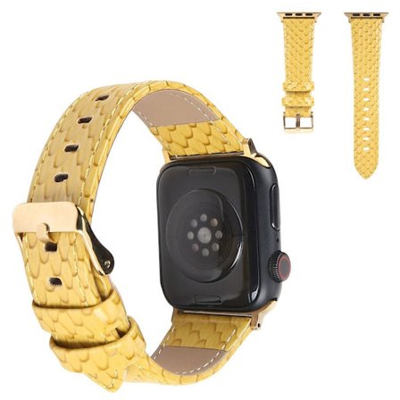 Apple Watch 40 mm klockarmband i läder med ormstruktur - Gul