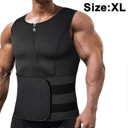 Neopren sauna vest med slankebælte, fitness korset, svedvest med saunaeffekt, body shaper, svedvestform (forseglet talje sort, XL)