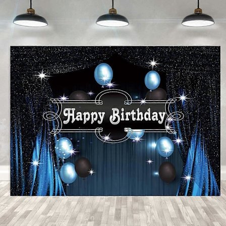 7x5 Hyvää syntymäpäivää -juhlat taustakangas sininen musta tähtitaivas valokuvaustausta sininen ilmapallo tähtitaivas naiset aikuinen vauva lapset 