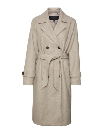 Vmfortunevega Long Trenchcoat Ga Noos Grey Vero Moda