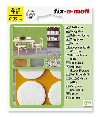 FIX-O-MOLL FILT TIL STOL&BORD Ø35MM HVIT 4STK FIX-O-MOLL
