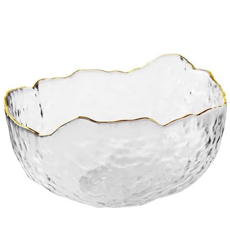 Salaattikulho läpinäkyvällä kirkkaudella, tarjoilukulho hedelmille ja välipaloille, kullatut kevyet ylelliset lasiset tarjoiluastiat keittiökäyttöön, 