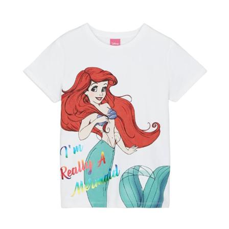 The Little Mermaid Girls T-shirt 2-3 År Vit/blå/röd