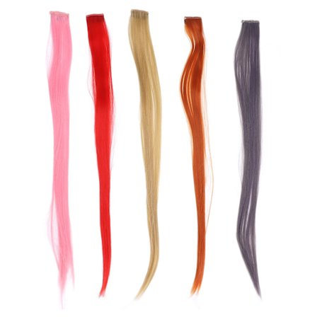 5 stk. Hårforlengelse Hårstykke Stilig Farget Rett Syntetisk Klips I Hårstykke for Cosplay Fest