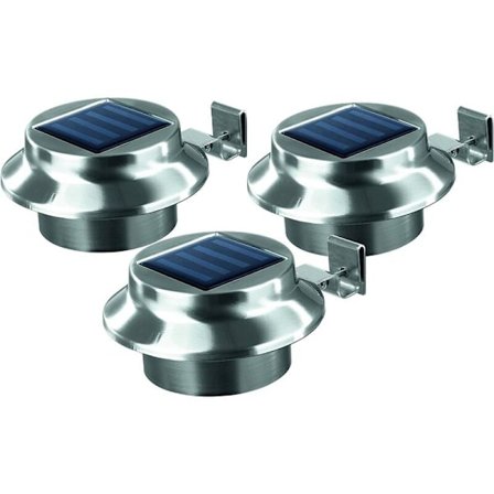 Solcelledrevet tagrende lys i rustfrit stål - Sæt med 3 udendørs trådløse Li