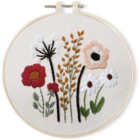 DIY Broderisæt med Blomstermønster Cirkel Broderi Korssting S301
