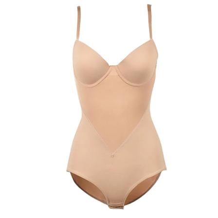 Ärmlösa kroppar Transparent Body Kvinnor Bygel Spaghetti Strap V-hals Body Shaper Sexig Shapewear Underkläder Bodysuit Nude L