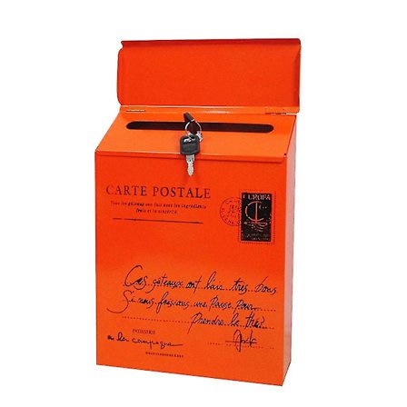 Iron Lock Letter Box Vintage Veggmontert Postkasse Postbrev Aviskasse(Orange)