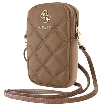Guess Mobilväska Zip Quilted 4G - Brun