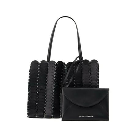 Paco Rabanne, Pacoio Tote in Black Leather Zwart, Dames, Maat:ONE Size