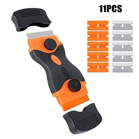 11 stk. Resterensrensningsskraberblad Kombinationssæt Dobbeltkantet