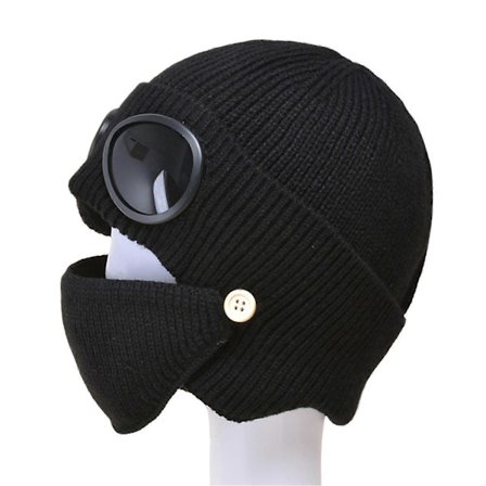 Høst Vinter Pilotlue Avtakbar Linse Solbriller Design Ansikts- og Ørebeskyttelse Strikket Lue Herre Dame Lue Sykkeltilbehør