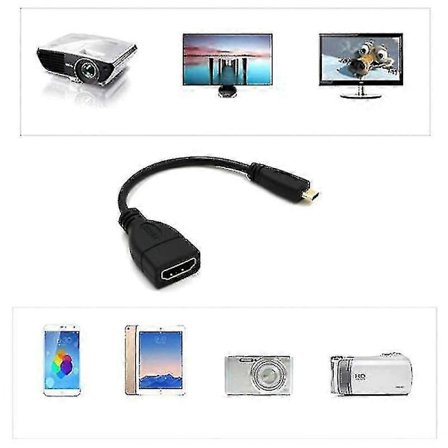 Micro HDMI til HDMI Hann til Hunn Adapterkabelkontakt for HDTV Type D HDMI