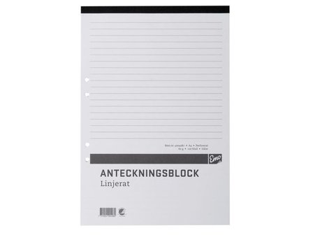Anteckningsblock A4 100 blad linjerat hålat perforerat - Lyreco - Kontorsmaterial - Block och anteckningsböcker - Anteckningsblock