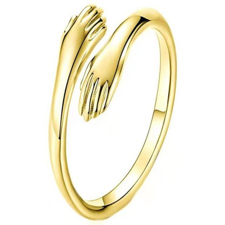 smykker kærlighed kram ring retro mode trend sølv one size Guld