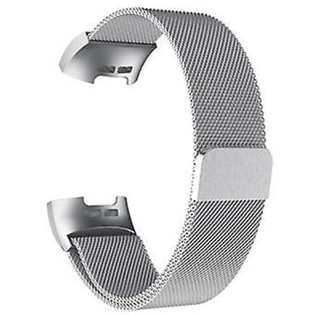 Magnetisk Rem I Rustfrit Stål Egnet Til Fitbit Charge3 / Charge4 - Sølv (L Kode)