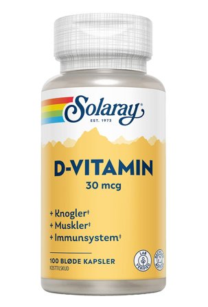 Solaray D3 Vitamin 30 mcg 100 kaps., Helse & Madvarer, Vitaminer, D-vitamin