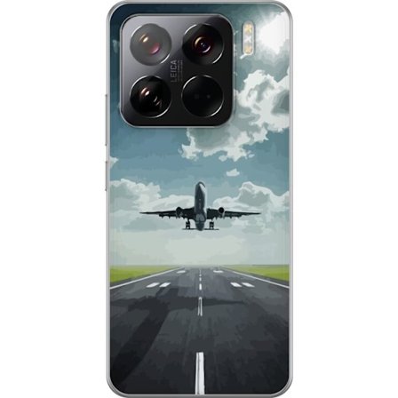 Yhteensopiva Puhelinkuori Xiaomi Xiaomi 15 Pro Lentokone nousee kiitoradalta kohti sinistä taivasta, voimakas matka- ja ilmailuaihe täydellinen ilma