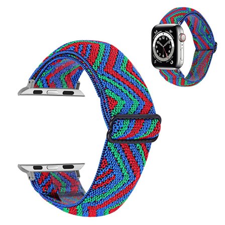 Apple Watch Series 6 / 5 44mm nylon mønster rem - Zig-zag rød / grøn / blå
