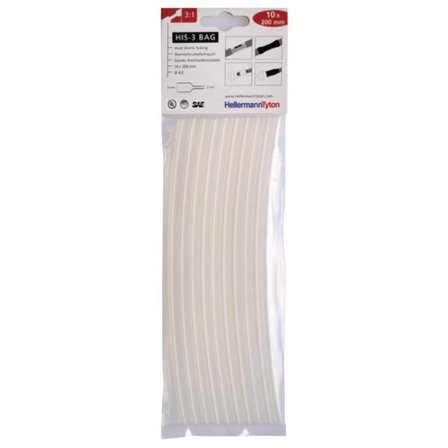 Hellermann Tyton HIS-3 Bag 6/2 Krympeslange 6/2 x 200 mm, 10-pakning Transparent, Installasjonsmaterial