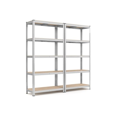 Rootz 2-osainen säilytysteline - Autotallin järjestäjä - Teräshyllyt - Ruosteenkestävä - Säädettävä korkeus - 180cm x 90cm x 40cm