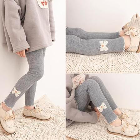Set med 2 jentebarn småbarnsjenter leggings 3-8 år grå/aprikos