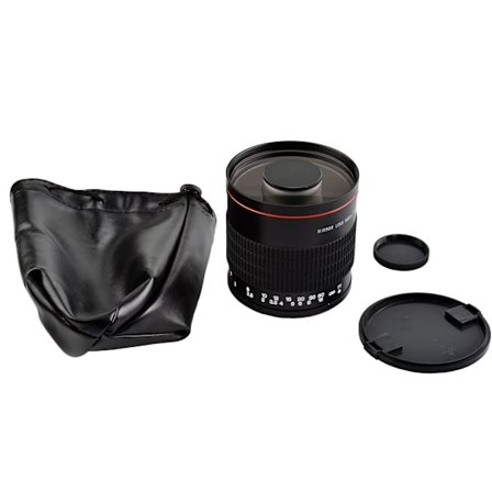 Stor bländare 500 mm F6.3 telefotospegelobjektiv med T2-fästeadapter Ring & linsförvaringsväska för de flesta DSLR-kameror