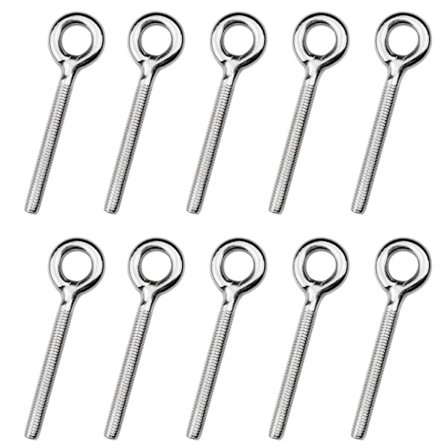 Pakke med 10 stk. M6 øjeskruer Heavy Duty øjebolte i rustfrit stål til gynge, gyngemaskine, udendørs