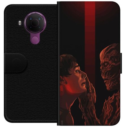 Yhteensopiva Lompakkokotelo Nokia Nokia 5.4 Pimeä fantasian kuva, jossa korostuu ihmisen ja hirviön kohtaaminen vahvalla draamalla ja psykologisella