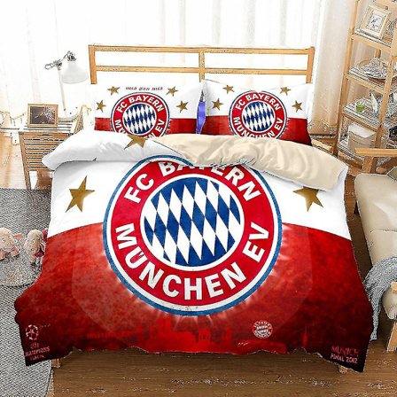 Bayernin jalkapallotähden painettu vuodevaatesetti, kolmiosainen kodintekstiili, peitto + tyynyliina -koko: Usa 173*218