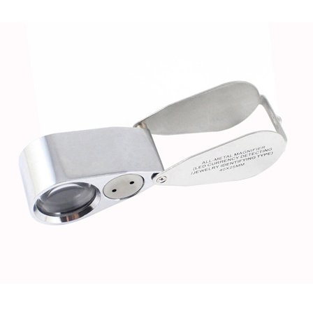 Enkelt stykke 40X lup forstørrelsesglas fuld metal belyst smykke lup