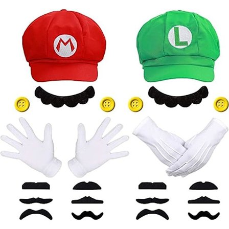 Super Mario Kostym Luigi Hatt Mario Halloween Kostym Keps Remmar