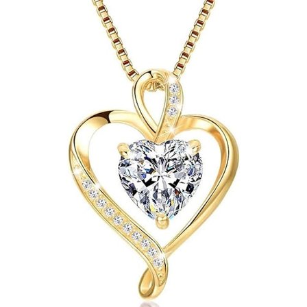Damhalsband Silver Heart Pendant Halsband Gult Guld