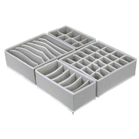 4 kpl laatikon organizer säilytyslaatikko VAALEANHARMAA Light Grey