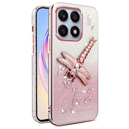 Skal för Xiaomi 14T Fodral Dragonfly Ställ TPU Blommor Glitter Mobilskal