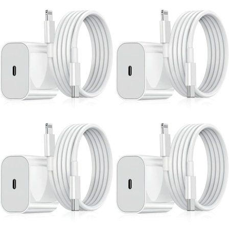 20W USB-C Hurtigladesett Kompatibelt med iPhone - Hvit Adapter & Kabel