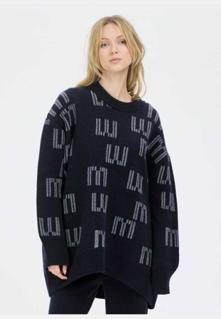 emmamalena Em Stickad Tröja Svart Tröjor Dam Blå L-XL