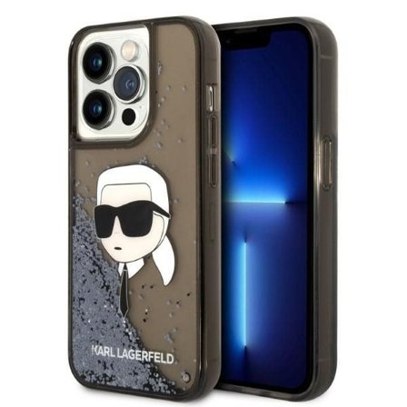 Karl Lagerfeld Glitter Karl's Head kotelo iPhone 14 Pro Max - musta